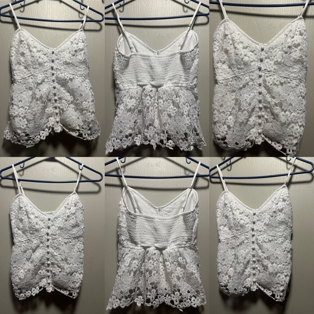 ✨🤍Abercrombie & Fitch White Lace Peplum Cami Top XS - Picture 8 of 16